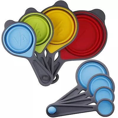 Measuring Cups And Spoons Set Collapsible Silicone Measuring Cups And Spoons... • $22.07