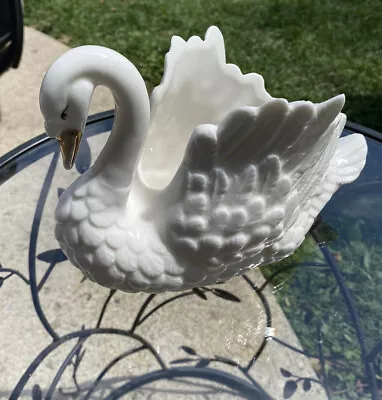 Ceramic Swan Vase With Gold Beak  • $25.20