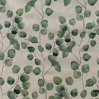 Watercolour Leaves Print Cotton Rich Linen Fabric Craft Curtain | Per Half Metre • £6.49