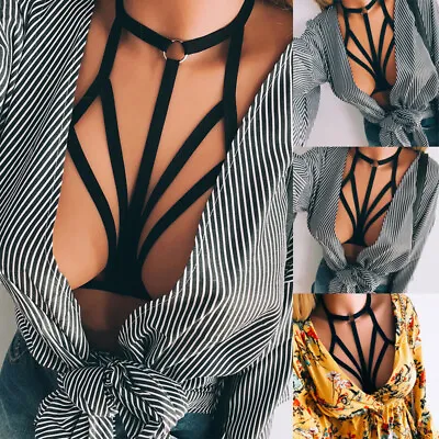 £4.99 • Buy Women Sexy Harness Bra Bralet Body Chest Strappy Elastic Bandage Cage Crop Top