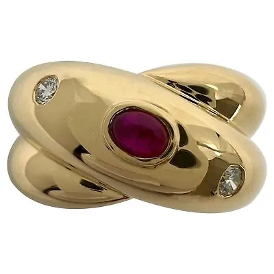 Rare Vintage Cartier Ruby Diamond Corize Oval Cabochon 18k Yellow Gold Dome Ring • $4976.22