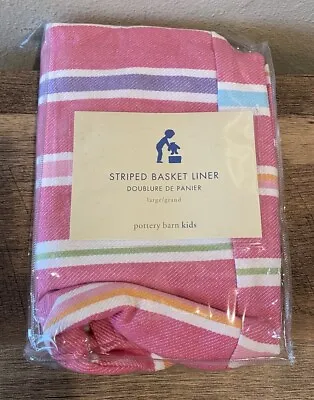 Pottery Barn Kids Striped Basket Liner Pink Large NEW • $11