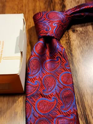 Dan Smith Red Blue Paisley Necktie NWT • $10