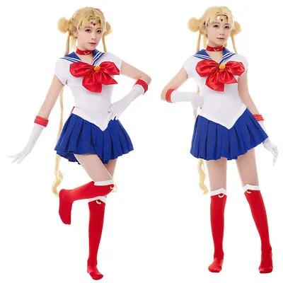 Sailor Moon Cosplay Costume Women Girl Usagi Tsukino Dress Outfit Halloween Hot • $60.49