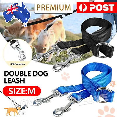 $4.95 • Buy Duplex Double Dog Coupler Twin Dual Lead 2 Way Two Pet Dogs Walking Safety Leash