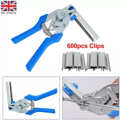 Agriculture Hog Ring Plier 600pcs M Clips Staple Mesh Cage Wire Fence Clamp Sets • £12.99