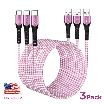 3Pack Pink USB C Cable FAST Charger Cord For Pixel 8 7 Pro 7A 6 Motorola Moto G • $10.95