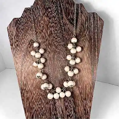 J. Crew Gold Tone Faux Pearl Cluster Bauble Necklace 18” • $18