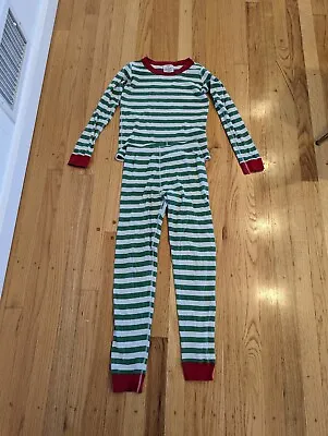 $13 • Buy Hanna Andersson Girls Green Striped Pjs Pajamas Size 140com US 10 Christmas 