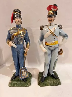 Porcelain Military Soldiers 24k Gold Leaf Guards Officers Vintage • $34.95