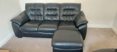 £350 • Buy Black 3 Seat Sofa + 2 Spinning Chairs + 1 Foot Stool