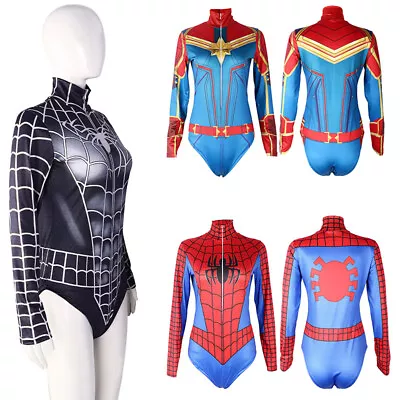 Spider-Man Sexy Swimwear Women Long Sleeved Cosplay Swimsuit Bodysuit Costume • $18.49