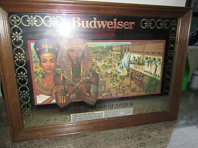 Vintage Budweiser Great Kings Of Africa Bar Mirror Sign Man Cave Advertising  • $299