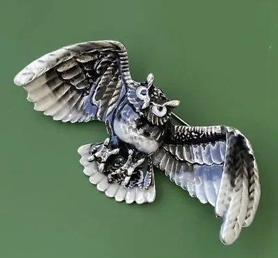 Vintage Style Barn Owl  Brooch  Enamel On Metal • $12.80