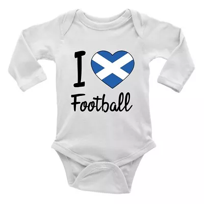 I Love Football - Scotland Long Sleeve Baby Grow Vest Bodysuit Boys Girls • £5.99