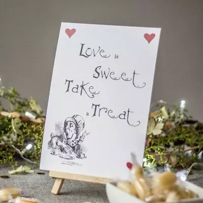 Love Is Sweet Sign And Easel | Alice In Wonderland Wedding Candy Bar Display • £3.02