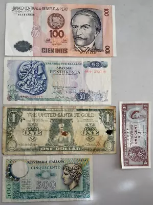 World Banknotes Set Of 5 Circulated Condition • $0.99