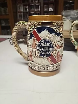 Vintage 1986 Pabst Blue Ribbon Beer Limited Edition Holiday Stein PBR  • $32.97