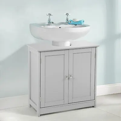 Bathroom Sink Cabinet Under Basin Vanity Unit Cupboard Storage Furniture Grey • £39.99