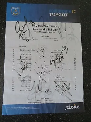£7.99 • Buy Hull City F.C - SIGNED By 9 (NINE) Team Sheet V Portsmouth 2010 - Bullard Etc
