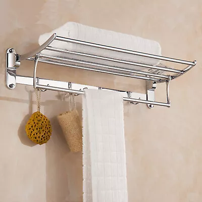 Stainless Steel Bathroom Wall Mounted Towel Rack Hotel Rail Holder Storage Shelf • $26.32