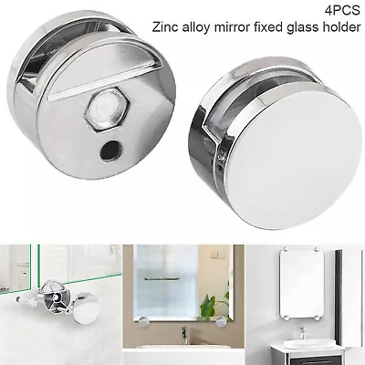 4X Mirror Glass Holder Nickel Wall Mounting Bracket Fit 3-5mm Fixing Set Holder  • £8.33