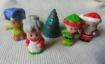 Fisher Price Little People CHRISTMAS SANTA CLAUS MRS ELF WINTER TREE FIGURE LOT • $22.99