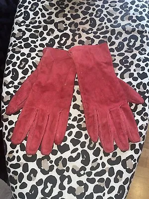 ACCESSORIZE Red Suede Gloves M • £5