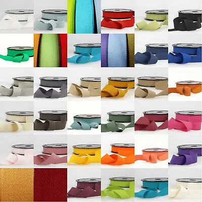 35 COLOUR 30mm Pure Cotton Herringbone Twill Tape Binding Ribbon 1 2 4 8m+ 304 • £3.50