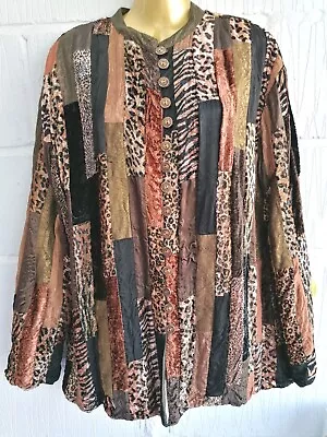 Phool Size M Vintage 80s Rare Patchwork Leopard Velvet Hippie Boho Jacket Blazer • £59.90