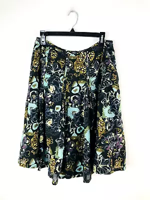 J.Jill Womens Size 10 Side Zip Pleated Printed Silk Blend Skirt • $13.99