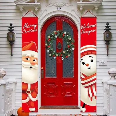 Christmas Decorations Merry Christmas Banner Xmas Porch Door Sign Welcome Banner • $11.69