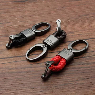 1X Keychain Metal Leather Key Chain Ring Keyfob Car Keyring Holder Accessories • $18.35