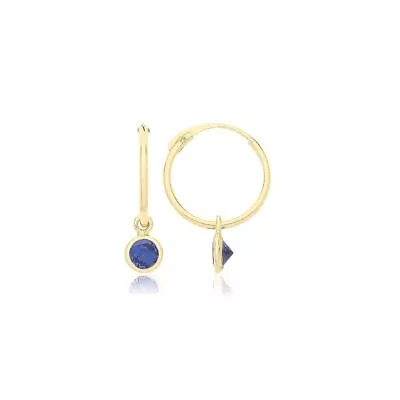 9ct Yellow Gold Sleepers Earrings With Hanging Coloured Cz • £44.35