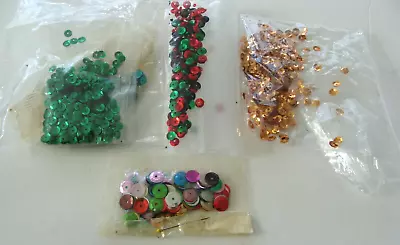 LOT Of 4 Packages Of Colorful VTG Sequins Various Colors Styles Sizes • $9.95