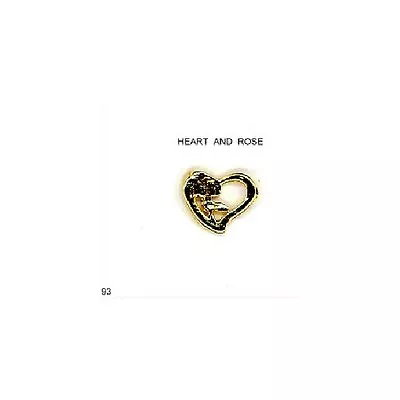 24K Gp Nail CHARM Top Nail Art Gold Decoration ROSE  HEART  #93 • $5.85