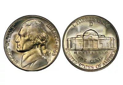 1943-D Gem BU Jefferson Nickel “Best Value On EBay” Free Shipping 1943D • $19.99