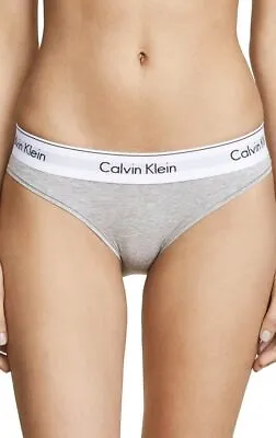 Calvin Klein Women’s Underwear Modern Cotton Bikini Cut Briefs In Grey Size M • £14.99