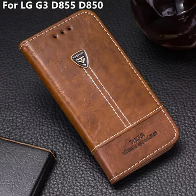 Luxury Phone Case Leather Flip Wallet Stand Holder Cover For LG G3 D855 D850 • £4.79