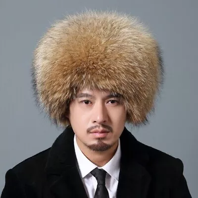 Men's Cap 100% Real Whole Skin Fox Fur Hat Mongolian Hat Winter Outdoor Warm Hat • $79