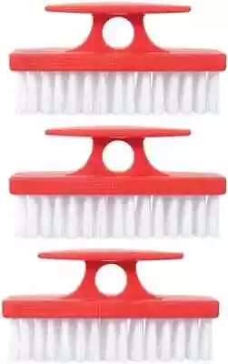 Superio Nail Brush Set 3 Pack Cleaner With Handle Durable Brush Scrubber - Red • $10.99