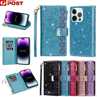 $18.99 • Buy For IPhone 14 13 12 11 Pro Max XS SE/8/7 Plus Case Leather Wallet Glitter Cover