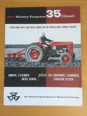 Massey-Ferguson MF 35 Diesel Tractor Color Brochure 8 Pg Original 1960 Near-MINT • $49.99
