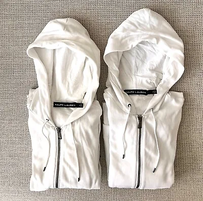 Lot Of Two Ralph Lauren Black Label Men's White Zip Hoodies Small Slim Fit • $40