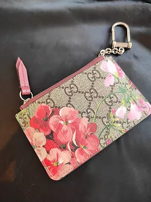 Auth Gucci Blooms Floral Coin Case Key Case Beige Red PVC Pink Flower • $299