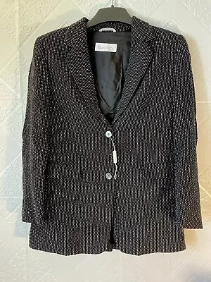 Max Mara Italy Black And Tan Wool Blend Lined Blazer Jacket NEW Size 42 Us 10 • $75