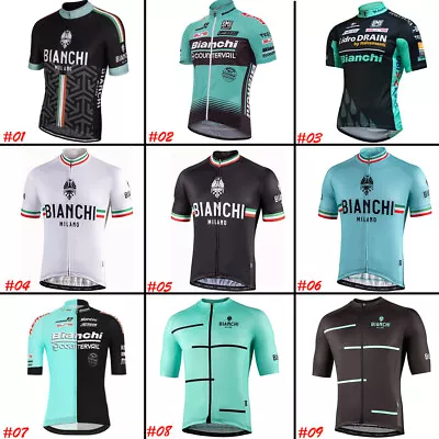 Men's Cycling Jersey Bianchi Team Bike Shirts Short Sleeve Bike Clothes • $16.35