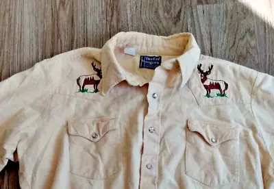 Vtg Dee Cee Ranger Mens Pearl Snap Western Shirt Stag Embroidered USA MADE XL • $35.99