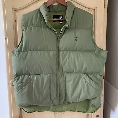 VINTAGE Browning Vest Mens Large Green Down Puffer Full Zip Hunting • $35