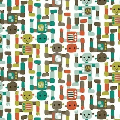 Robots  Cotton Fabric Michael Miller Super Fred Space Lime Wee Bot  By The Yard  • $7.99